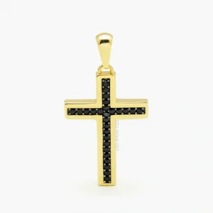 Pingente Fé Cruz em Ouro Amarelo Espinélio
