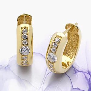 Par de Brincos com Diamantes e Ouro 18k