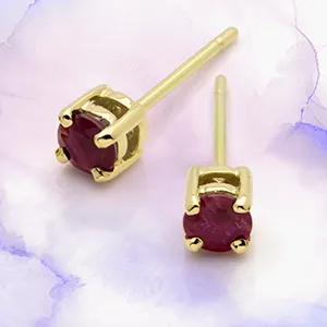 Par de Brincos com Rubi em Ouro18k