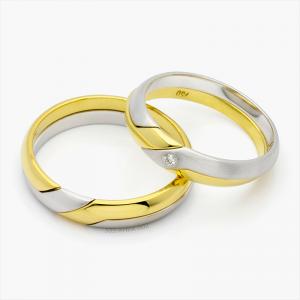 Aliança de Casamento Articulada Mista em Ouro Amarelo e Branco 18k