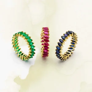 Alianças Inteiras de Esmeralda, Rubis e Safiras