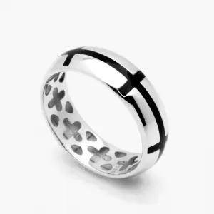 Anel em Ouro Branco Esmaltado