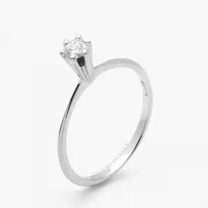 Anel Solitário em Ouro Branco com Diamante