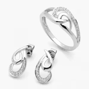 Brinco e Anel em Ouro Branco com Diamante