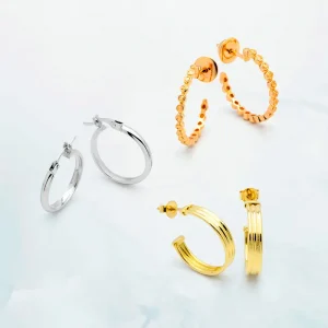 Brincos de Argola de Ouro 18k Amarelo, Branco e Rosé