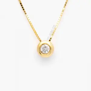 Colar Solitário Ponto de Luz em Ouro Amarelo com Diamante