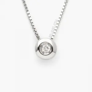 Colar Solitário Ponto de Luz em Ouro Branco com Diamante