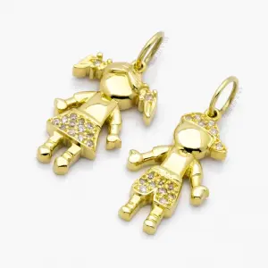 Pingente Menino e Menina com Diamante