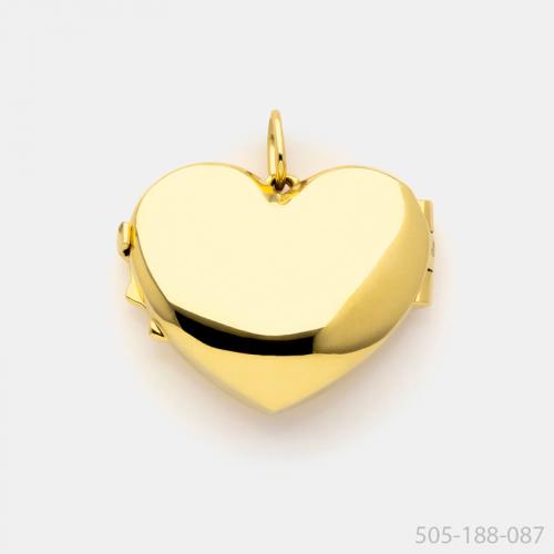 Pingente Relicário de Coração em Ouro Amarelo 18k